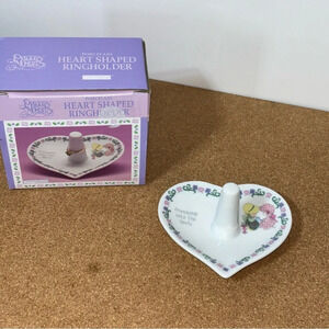 5/$25 Enenco Precious Moments 1996 Porcelain Heart Shaped Ring Holder Friendship